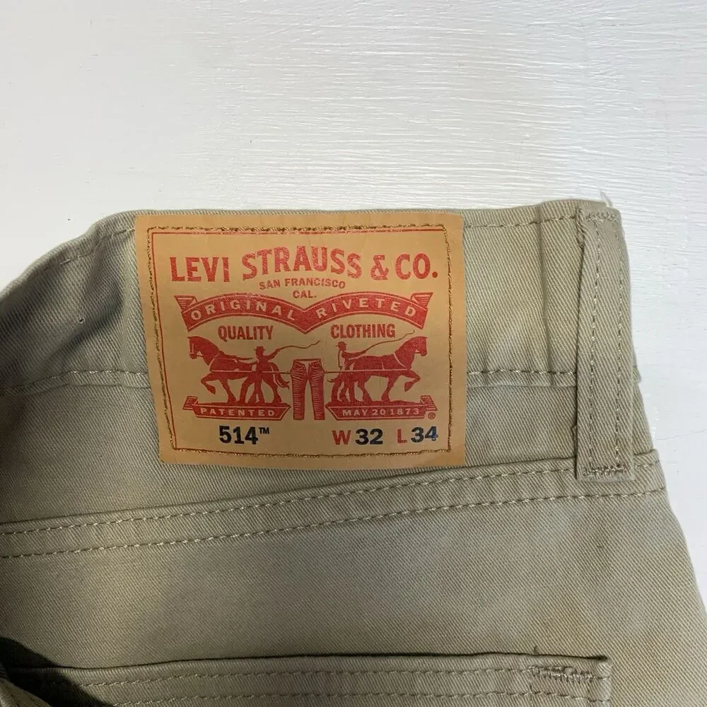 NWT Levi's Men's 514 Straight Fit Stretch Jeans 32/34 Sand Brown